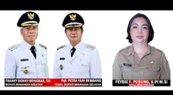 Kepala dinas pertanian Minahasa Selatan, Feybie F Pusung. Insert foto bupati dan wakil bupati, (foto istimewa)